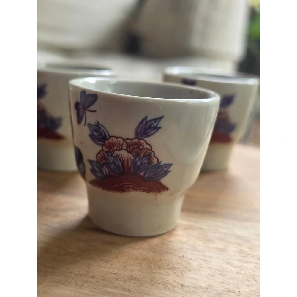 Vintage Japanese Ceramic Tea Set Karako Children Pine Tree Teapot and 4 Cups